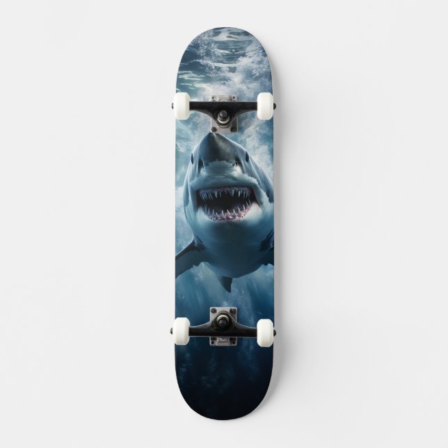 GROSSER WEISSER SHARK SKATEBOARD (Vorderseite)