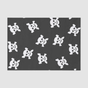 Großer weißer Totenkopf mit gekreuzter Knochen auf Seidenpapier