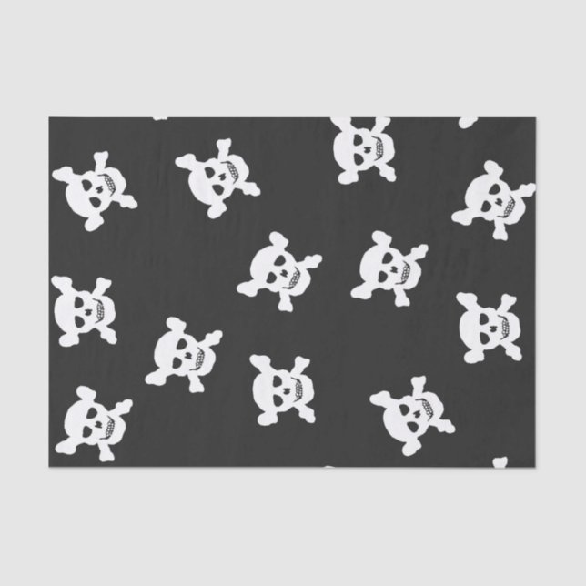 Großer weißer Totenkopf mit gekreuzter Knochen auf Seidenpapier (Vorderseite)