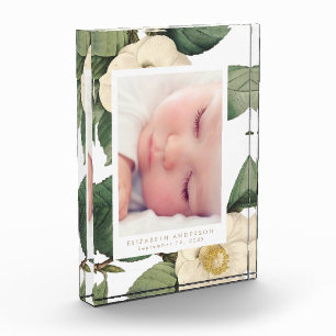Großer weißer vintage Blumenfoto-Blockrahmen Fotoblock