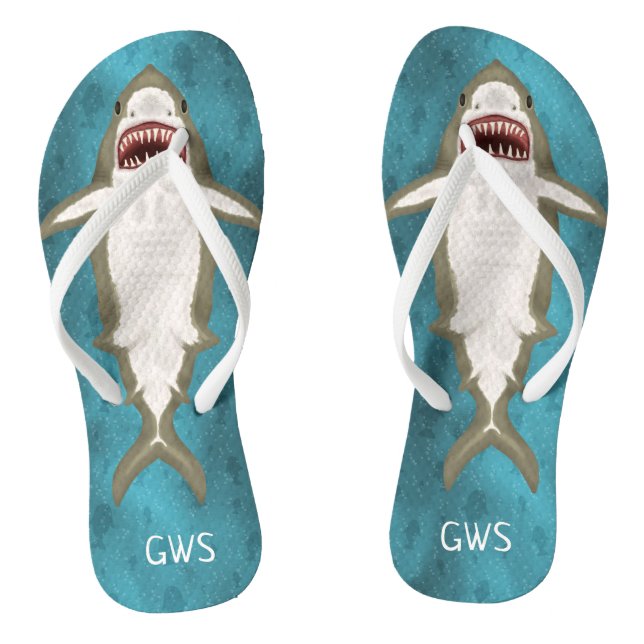 Großer Weißhaarkanfall Mit Monogramm Sonnensee Flip Flops (Fußbett)