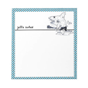 Großer Weißhai-Kämpfer lustiger Cartoon Notizblock