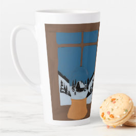 Großer Winter-Latte-Mug Schneekugel am Fenster Milchtasse