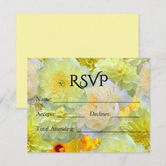 Größere gelbe florale Aquarell-Hochzeits-RSVP RSVP Karte