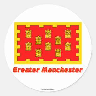 Größere Manchester-Flagge mit Namen Runder Aufkleber