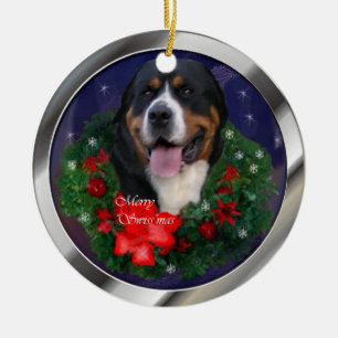 Größere Schweizer Gebirgshundeweihnachtsverzieru Keramik Ornament