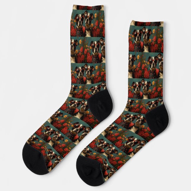 Größere Schweizer mit Herz-Rose Valentinstag Socken (Linkes Detail)