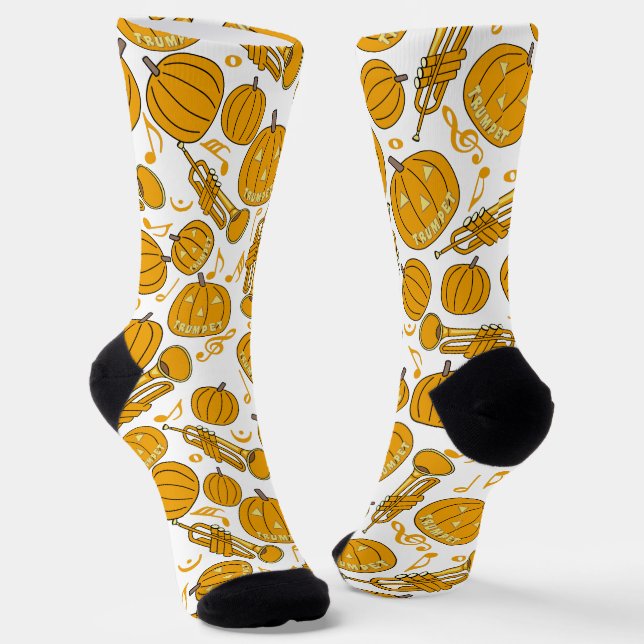 Größere Trumpets Musiknote Pumpkins Socken (Gewinkelt)