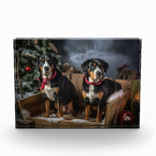 Größerer Schweizer Berg Schnee-Schlitten Weihnacht Fotoblock