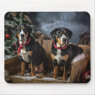 Größerer Schweizer Berg Schnee-Schlitten Weihnacht Mousepad