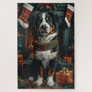 Größerer Schweizer Hund mit Weihnachtsgeschenken K Puzzle