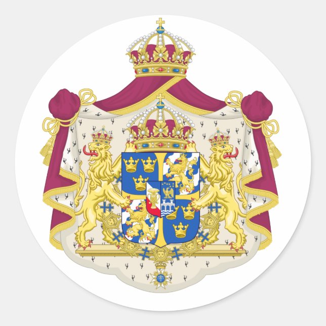 Größeres Wappen Schwedens Runder Aufkleber (Vorderseite)