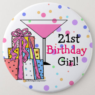 Großes 21. Geburtstags-Mädchen Button