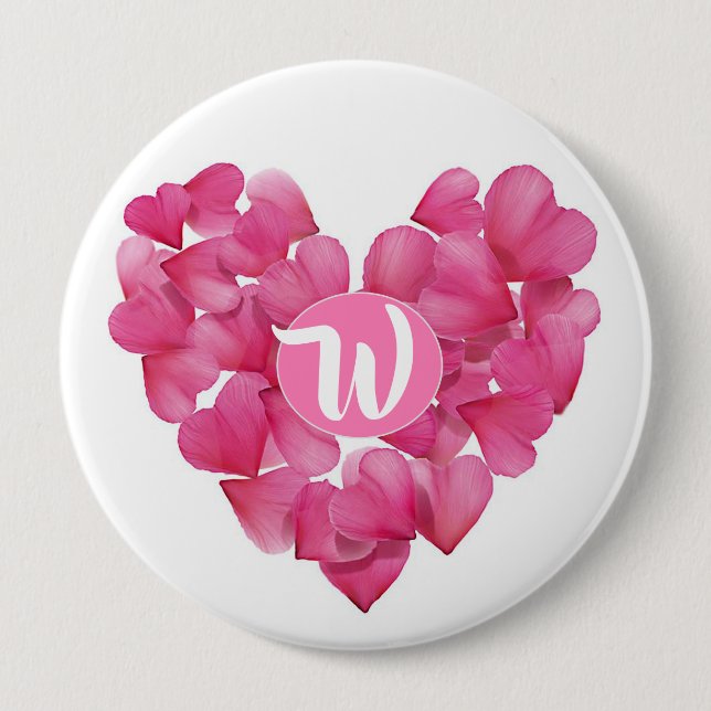 Grosses Abzeichen mit Rose in Monogramm. Button (Vorderseite)