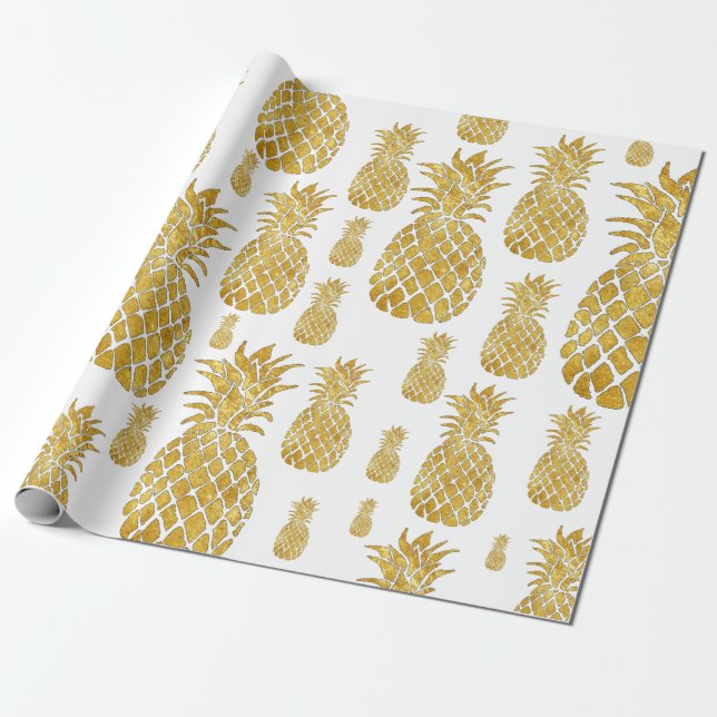 großes Ananas-Muster Geschenkpapier (Ungerollt)