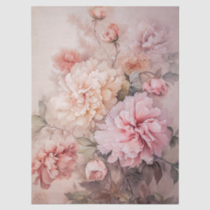 Großes ätherisches rosa Blumenbouquet-Decoupage Seidenpapier