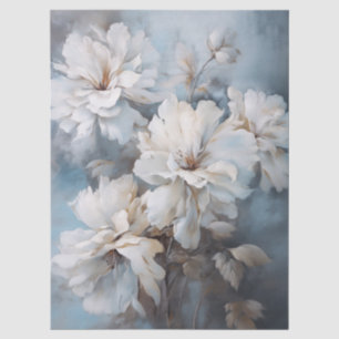 Großes ätherisches weißes Blumenstrauß-Dekoupage Seidenpapier