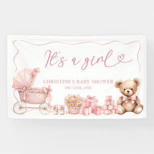 Großes Banner 'Pink Coquette Kinderwagen' für Baby