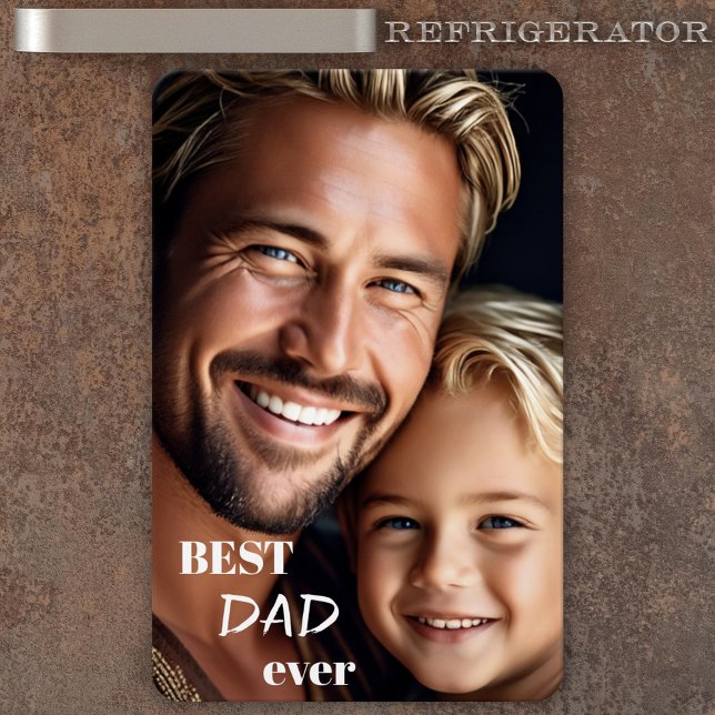 Großes benutzerdefiniertes Foto Bester Vater je Fl Magnet (Flexible magnet featuring your custom photo. With customizable "Best dad ever" texts - Father's Day)