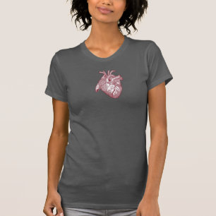 Großes beschriftetes Vintage Anatomie-Herz, Rot T-Shirt