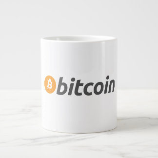 Grosses Bitcoin-Logo mit orangefarbenem Bitcoin-Sy Jumbo-Tasse