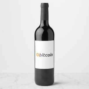 Grosses Bitcoin-Logo mit orangefarbenem Bitcoin-Sy Weinetikett