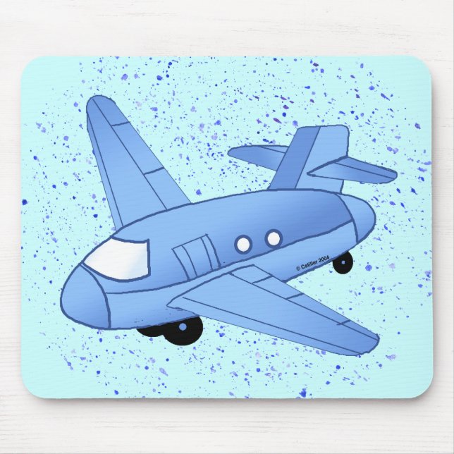 Großes blaues Flugzeug Mousepad (Vorne)