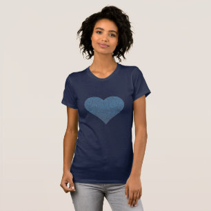 Großes blaues gemustertes Herz T-Shirt