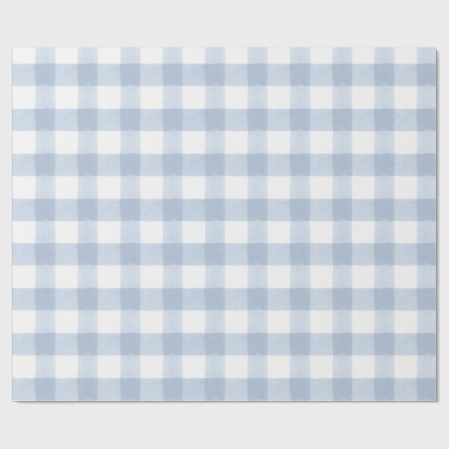 Großes blaues Gingham-Feiertags-Geschenkpapier Geschenkpapier (Flach)