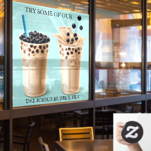 Großes Boba-Bubble-Tea-Donut-Shop individuell anpa Fensteraufkleber