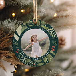 Großes botanisches Personalisiertes Foto Keramik Ornament