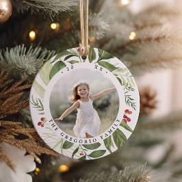 Großes botanisches Personalisiertes Foto Keramik Ornament