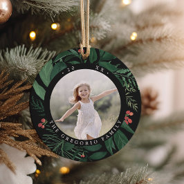 Großes botanisches Personalisiertes Foto Keramik Ornament