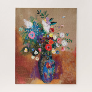 Grosses Bouquet in einer blauen Vase von Odilon Re Puzzle
