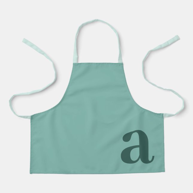 Großes Buchstabenmonogramm Teal Blau Minimalistisc Schürze (Vorderseite)