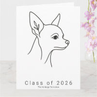 Großes Chihuahua-Porträt Abschlusskarte Klasse 20