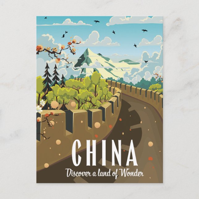 Großes China-Reiseplakat Ankündigungspostkarte (Vorderseite)