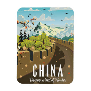 Großes China-Reiseplakat Magnet