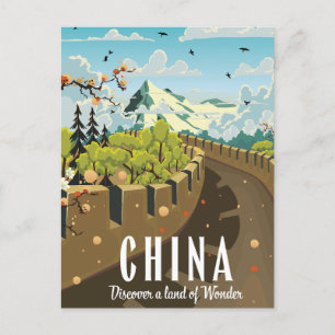 Großes China-Reiseplakat Postkarte