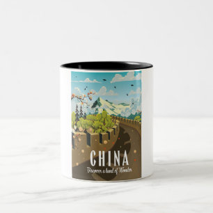 Großes China-Reiseplakat Zweifarbige Tasse