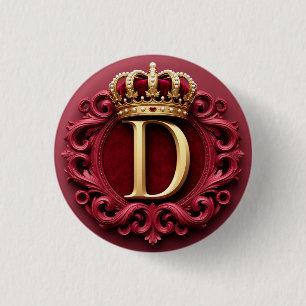 Großes D-Monogramm auf rotem Samt Button