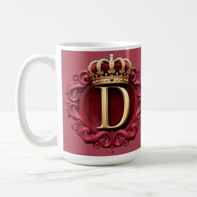 Großes D-Monogramm auf rotem Samt Kaffeetasse (Links)