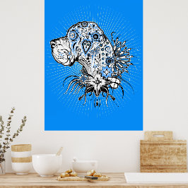 Großes Dan in blau Poster