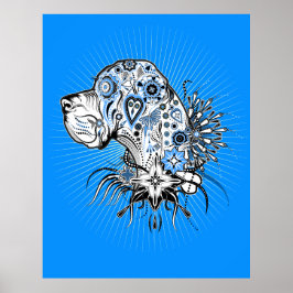 Großes Dan in blau Poster