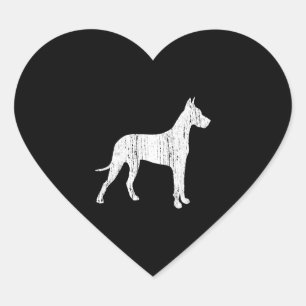 Großes Dane Hund Besitzer Geschenk Vintages Tier Herz-Aufkleber