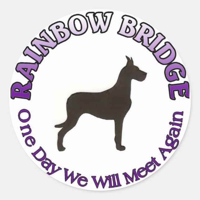 GROSSES DANE RAINBOW BRIDGE BEILEID RUNDER AUFKLEBER (Vorderseite)