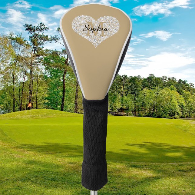 Grosses Diamantherz, Goldmonogramm, Skriptname Golf Headcover (Von Creator hochgeladen)