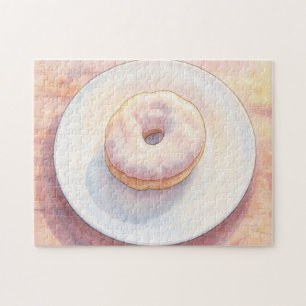 Großes Donut auf einem Teller Kunstpuzzle Puzzle