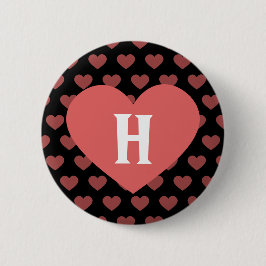 Großes dunkles rosa Herz-Monogramm u. schwarzer Button