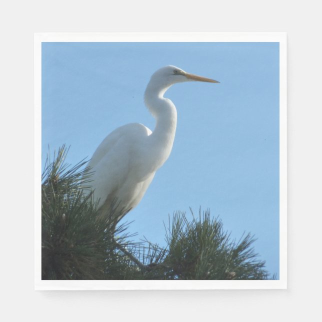 Großes Egret in Sunny Florida Serviette (Vorderseite)